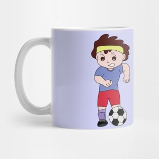 Drawing of a boy and a girl playing football Mug